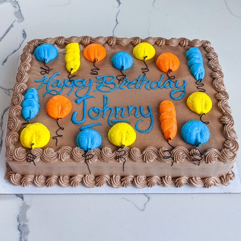 Birthday Cake With Name Photo and Balloons Topper