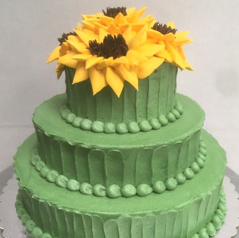 Cascading Sunflowers Wedding Cake