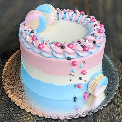 Pink & Blue Crown Baby Shower Cake - Rashmi's Bakery