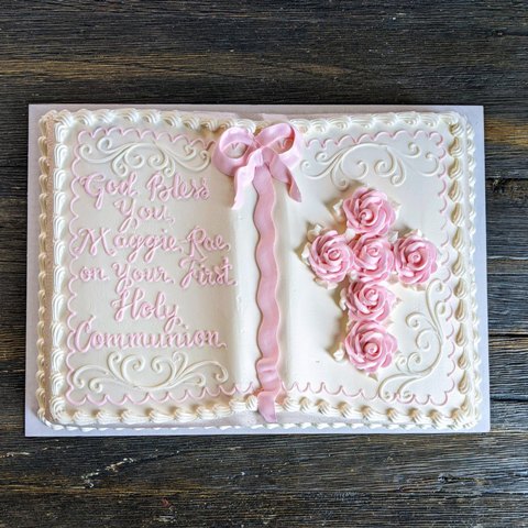 first holy communion cake | a cake in the shape of a bible f… | Flickr