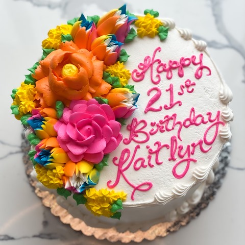 70th Floral Birthday Cake - Pink Cocoa