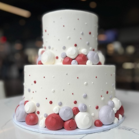 Polka Dot Ribbon Cake stock image. Image of baking, pink - 9632263