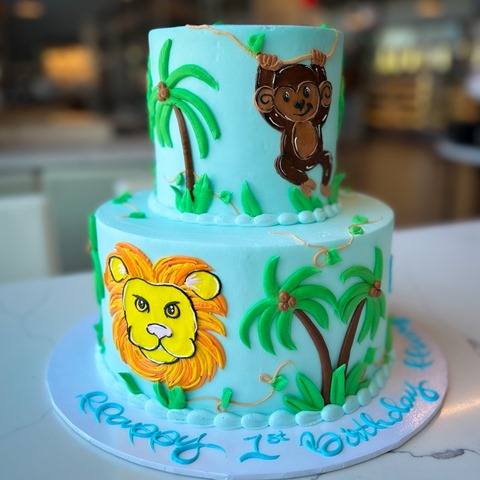Jungle animals safari theme cake 18