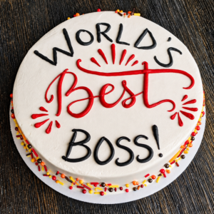 World's Best Boss<br>8" Single Layer<br>Chocolate